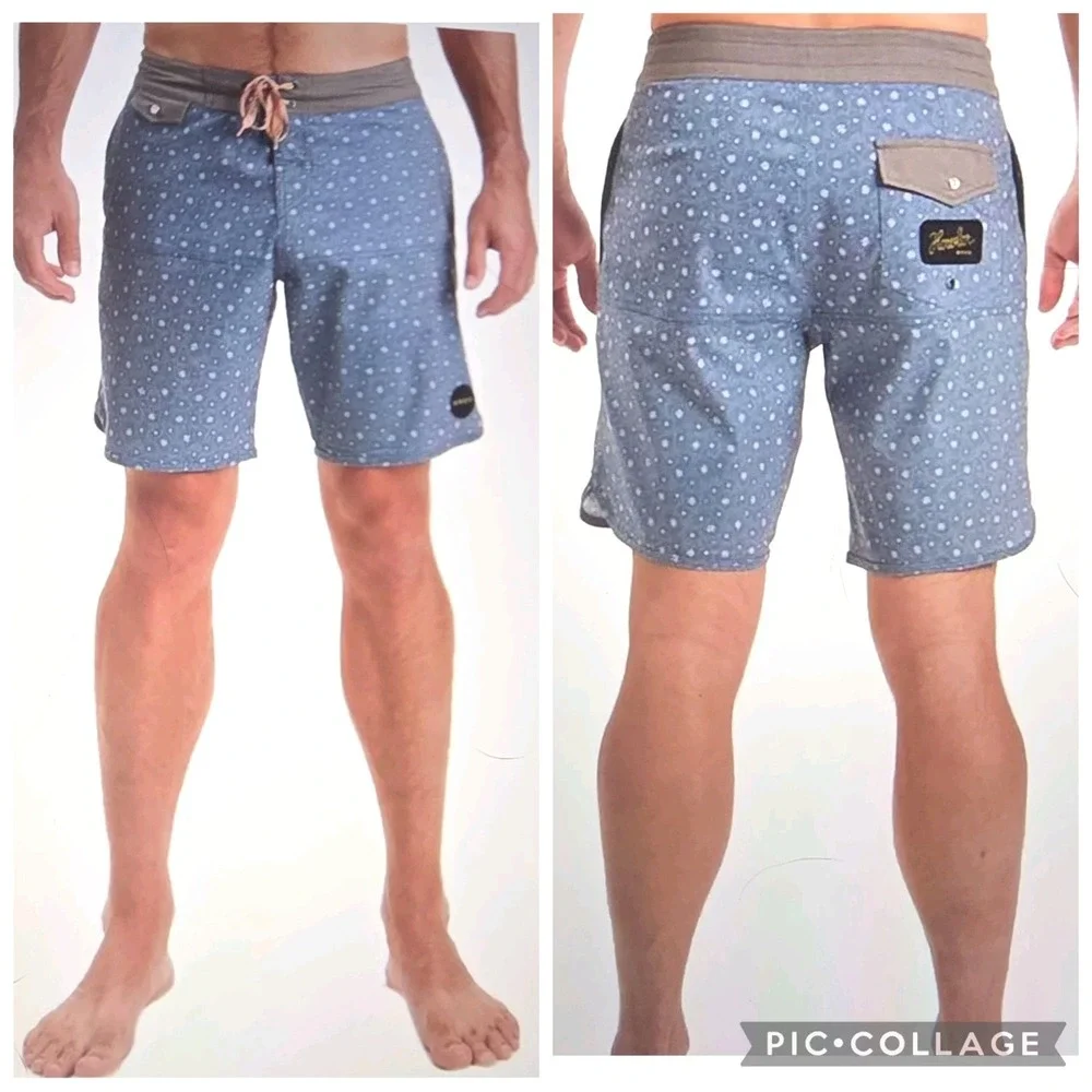 Howler Brothers Bros Blue Stretch Vaquero Swim Trunks Board Shorts Men's Size 34